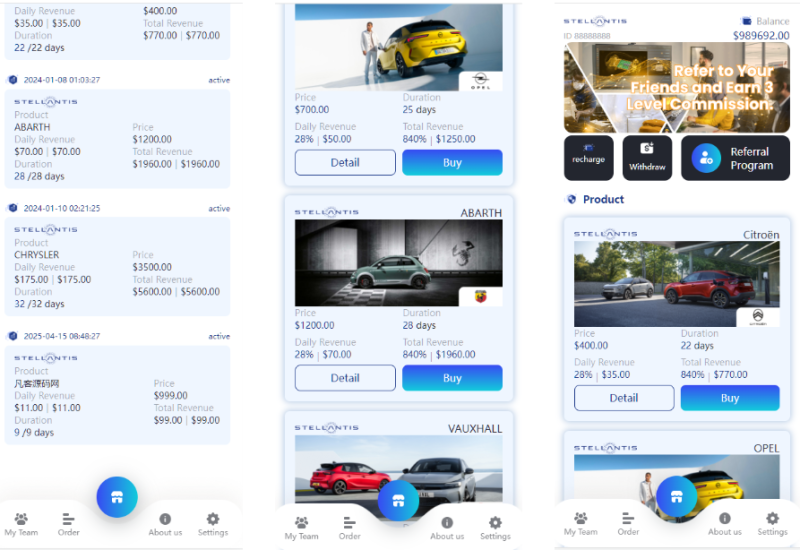STELLANTIS海外汽车产品投资理财系统/前端html+后端PHP-凡客源码